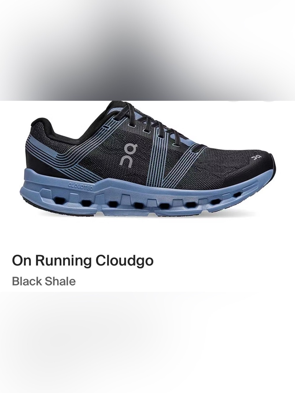 On Running Men's Black and Light Blue Cloudgo Athletic Shoes